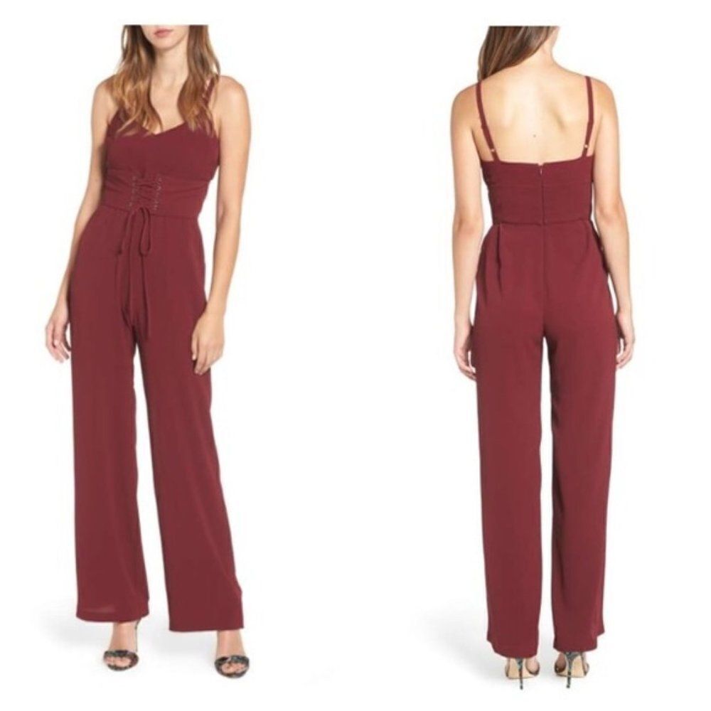 WAYF 'Riply' Corset Jumpsuit - size Small in Wine